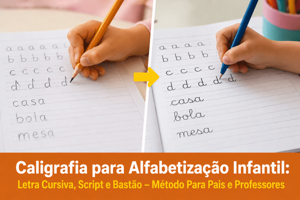 Curso de caligrafia para alfabetização infantil
Caligrafia para Alfabetização Infantil: Letra Cursiva, Script e Bastão — Método Para Pais e Professores