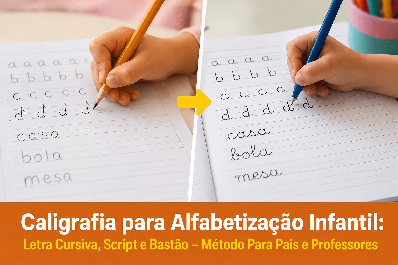Caligrafia para Alfabetização Infantil: Letra Cursiva, Script e Bastão — Método Para Pais e Professores